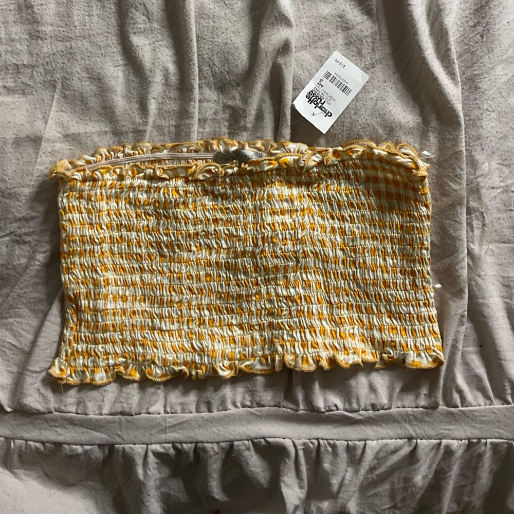 Yellow Plaid Smocked Crop Tube Top | Forever 21